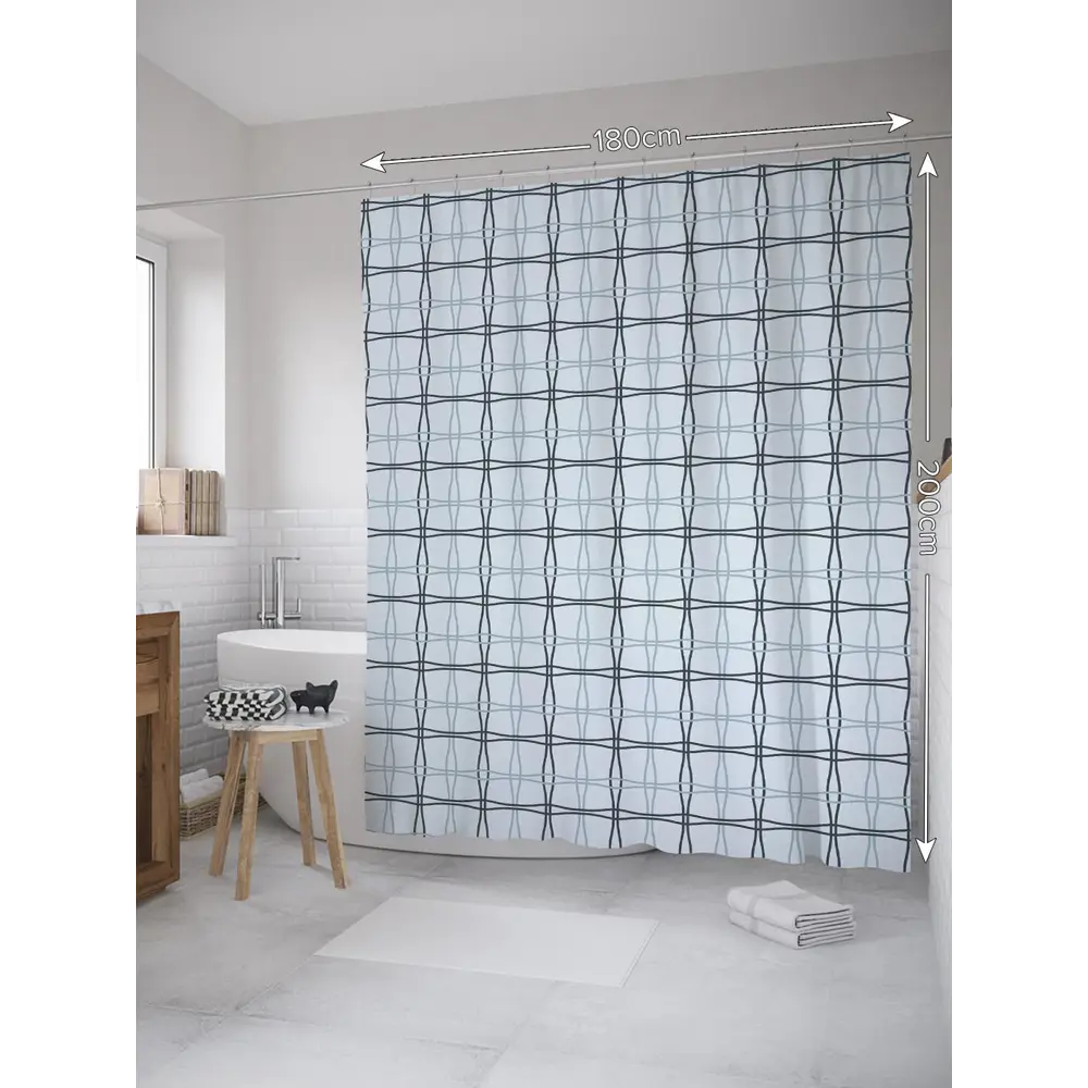 Фото Шторка для ванной комнаты JoyArty sc_34111 200x180см цвет серый серебристый