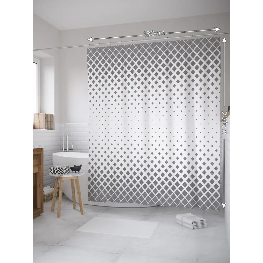 Фото Шторка для ванной комнаты JoyArty sc_32398 200x180см цвет серый серебристый