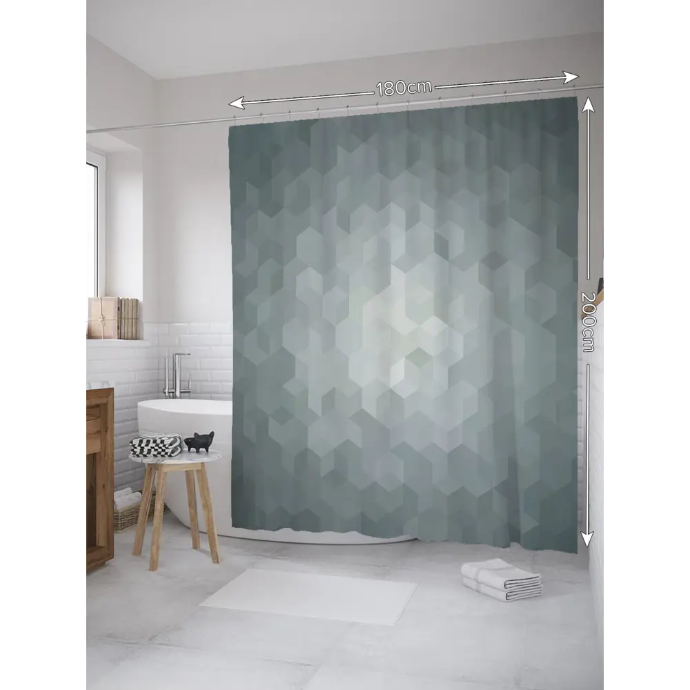 Фото Шторка для ванной комнаты JoyArty sc_28041 200x180см цвет серый серебристый