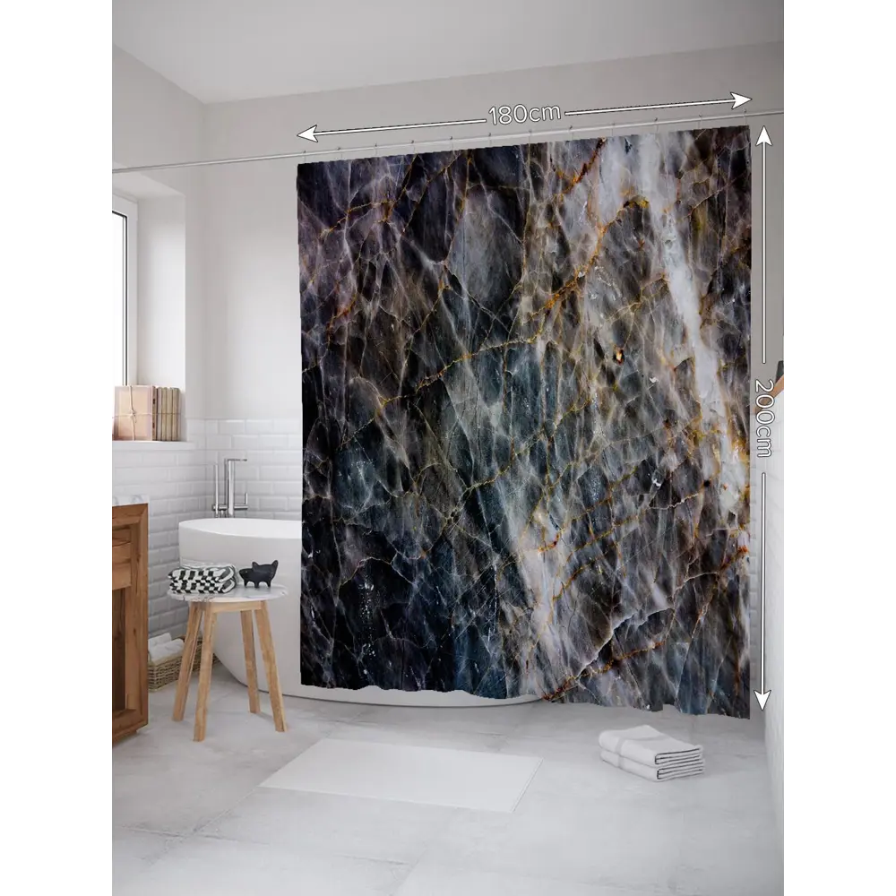 Фото Шторка для ванной комнаты JoyArty sc_37000 200x180см цвет серый серебристый