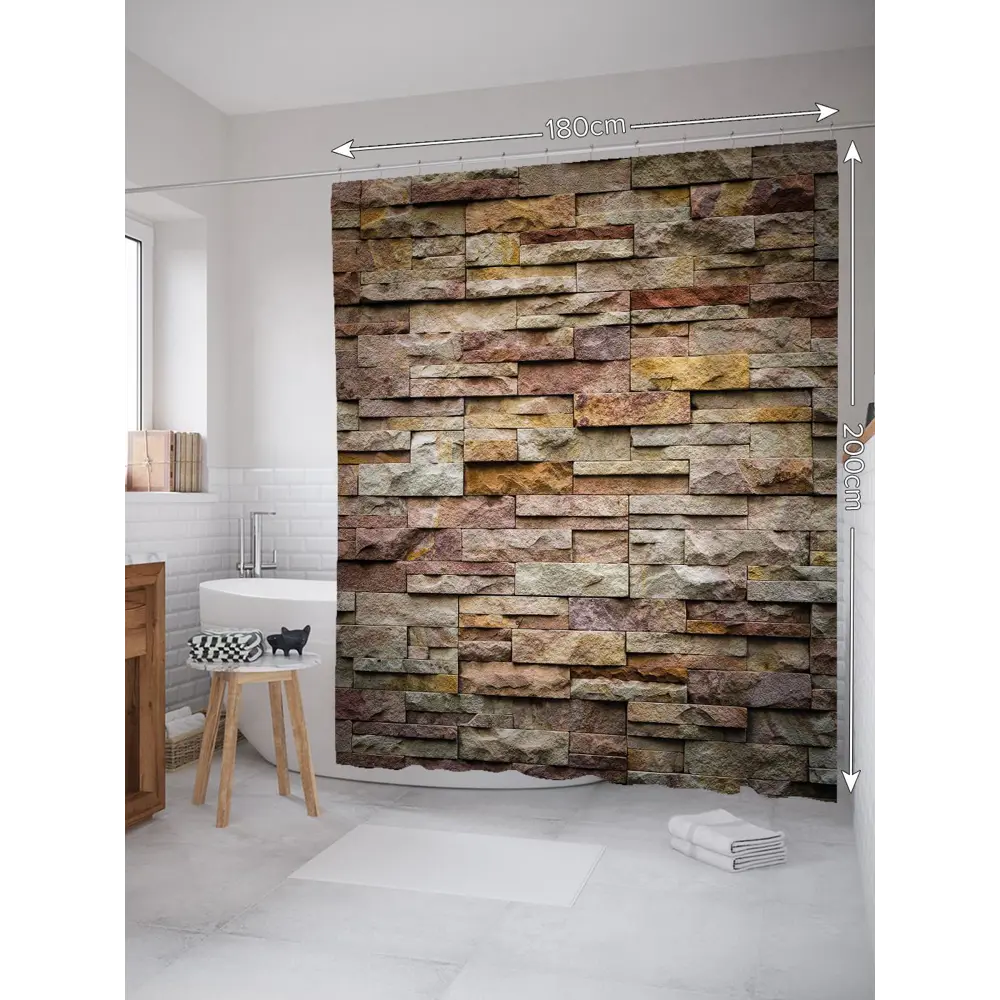 Фото Шторка для ванной комнаты JoyArty sc_37013 200x180см цвет серый серебристый