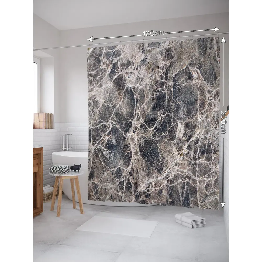 Фото Шторка для ванной комнаты JoyArty sc_37011 200x180см цвет серый серебристый