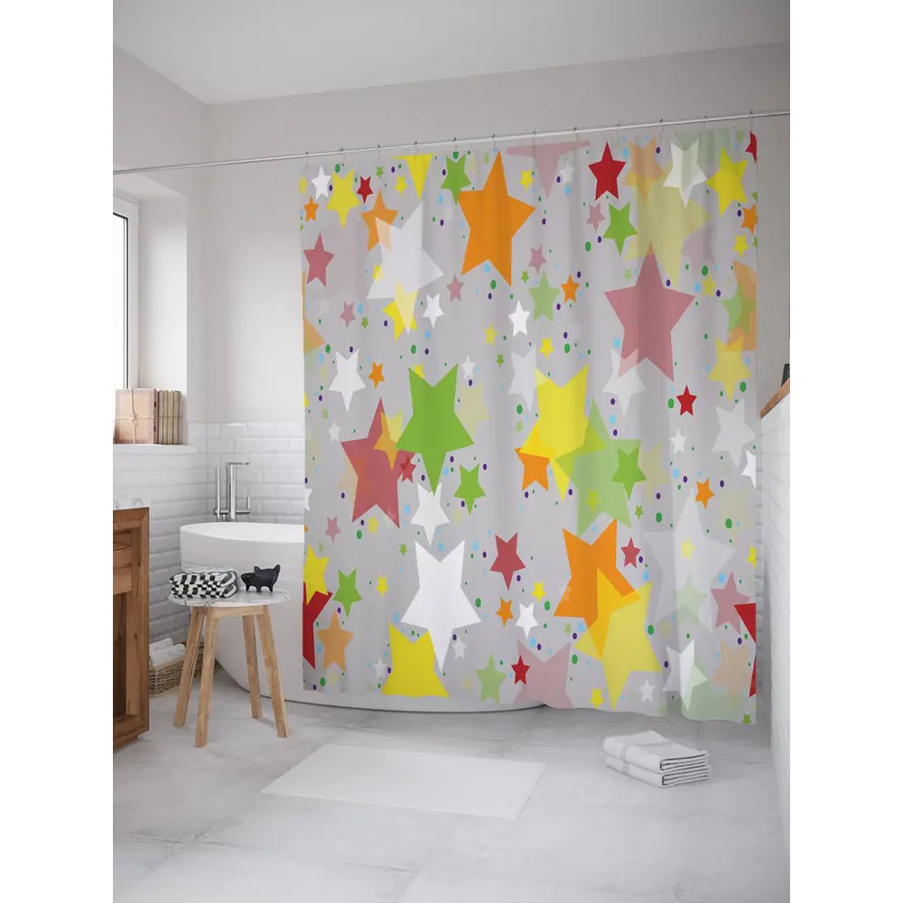 Фото Шторка для ванной комнаты JoyArty sc_33072 200x180см цвет серый серебристый Фото Шторка для ванной комнаты JoyArty sc_33072 200x180см цвет серый серебристый