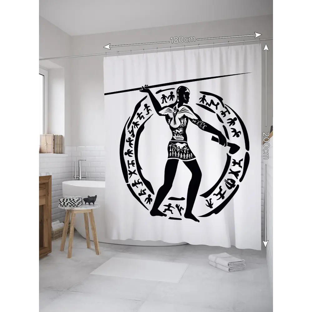 Фото Шторка для ванной комнаты JoyArty sc_35774 200x180см цвет серый серебристый