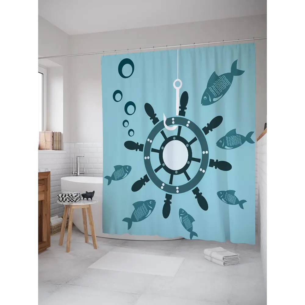 Фото Шторка для ванной комнаты JoyArty sc_9842 200x180см цвет синий