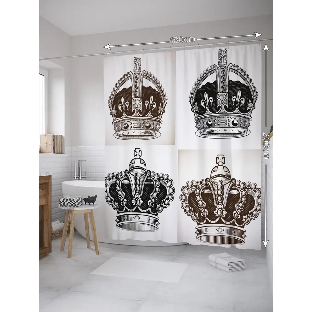 Фото Шторка для ванной комнаты JoyArty sc_27957 200x180см цвет серый серебристый