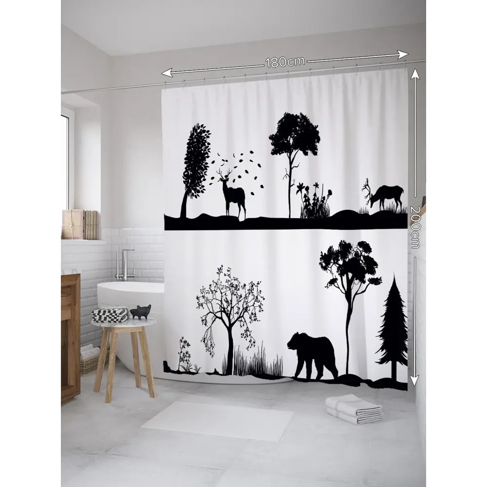 Фото Шторка для ванной комнаты JoyArty sc_35753 200x180см цвет серый серебристый