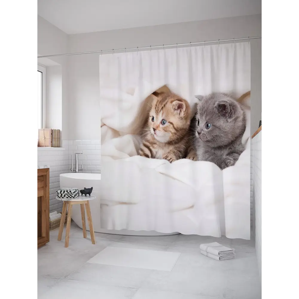 Фото Шторка для ванной комнаты JoyArty sc_30106 200x180см цвет серый серебристый