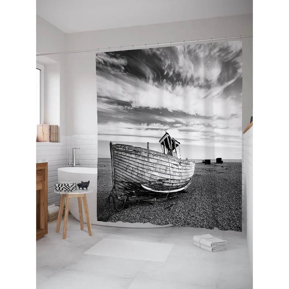 Фото Шторка для ванной комнаты JoyArty sc_20523 200x180см цвет серый серебристый