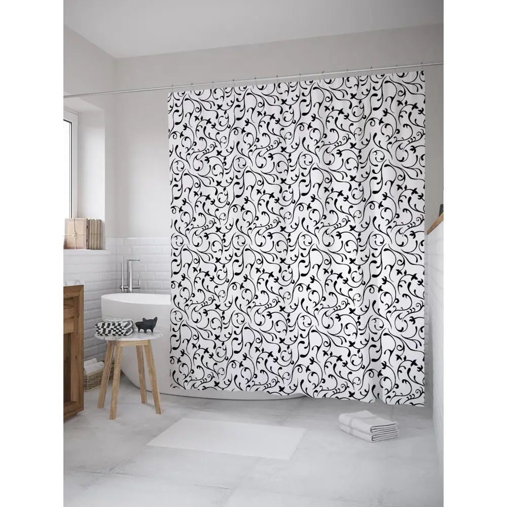 Фото Шторка для ванной комнаты JoyArty sc_31587 200x180см цвет серый серебристый