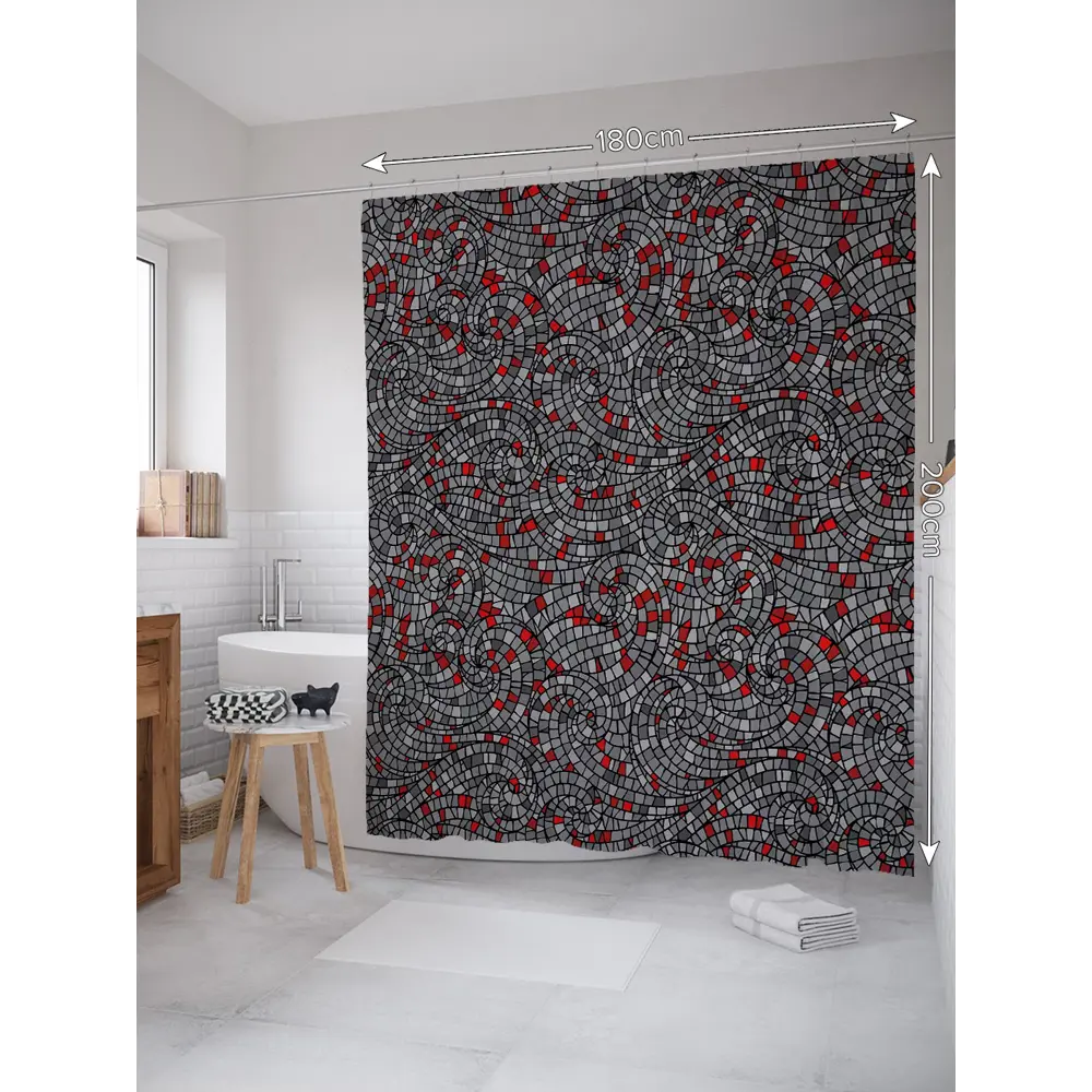 Фото Шторка для ванной комнаты JoyArty sc_30908 200x180см цвет серый серебристый