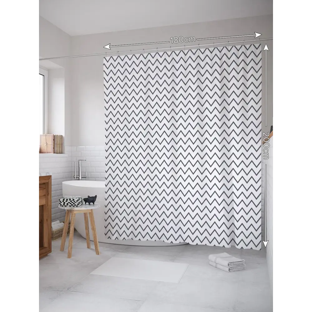 Фото Шторка для ванной комнаты JoyArty sc_30556 200x180см цвет серый серебристый