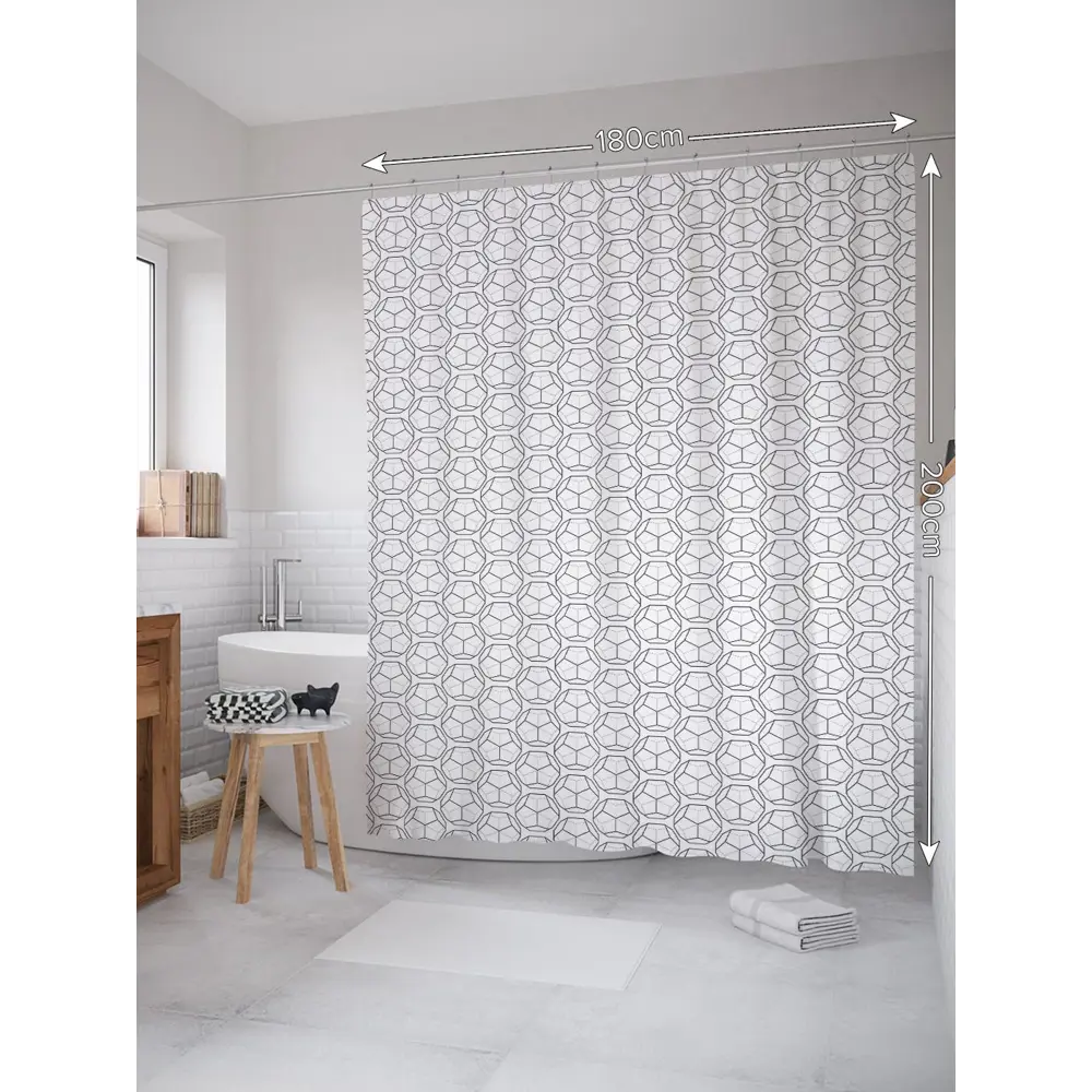 Фото Шторка для ванной комнаты JoyArty sc_30730 200x180см цвет серый серебристый