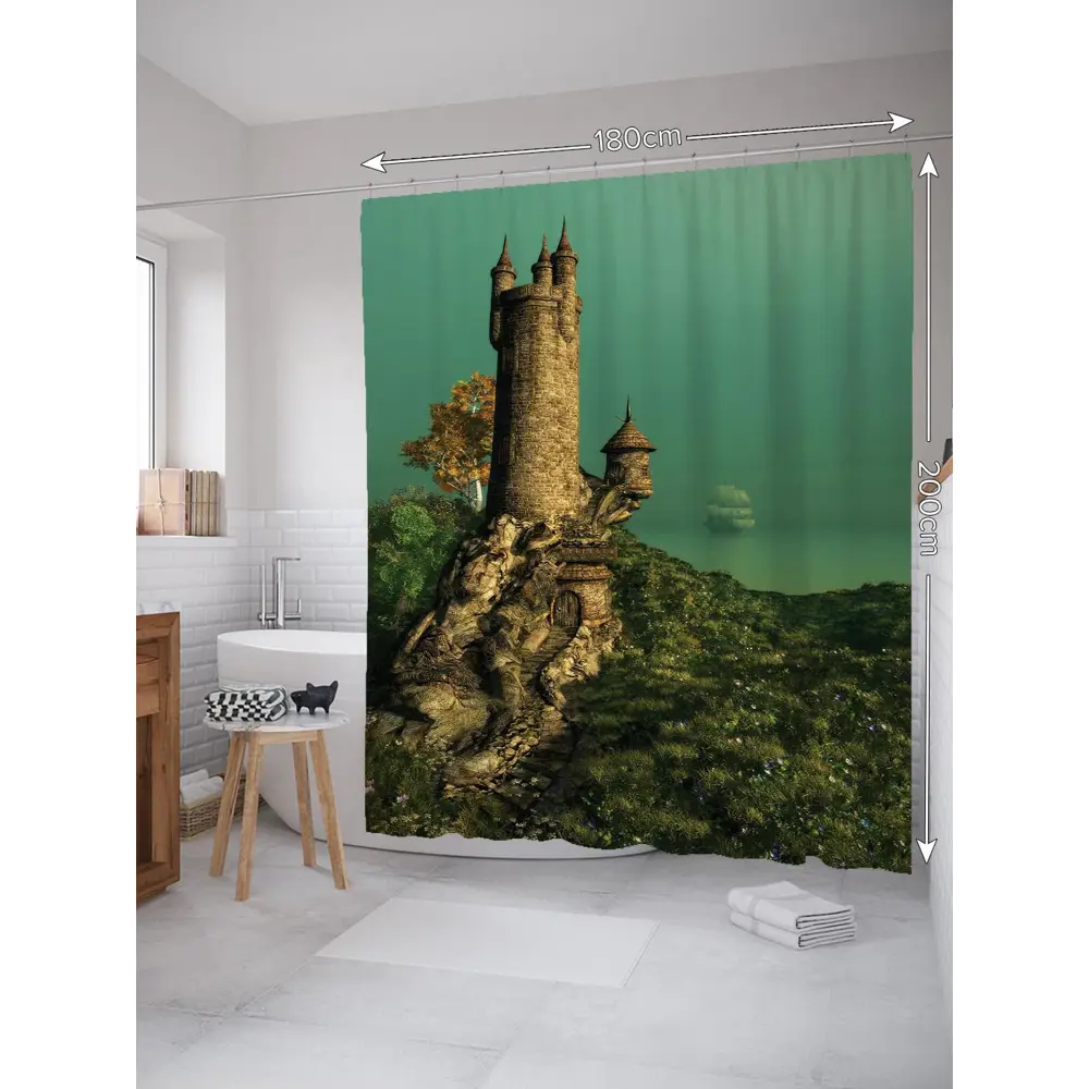 Фото Шторка для ванной комнаты JoyArty sc_9474 200x180см цвет синий Фото Шторка для ванной комнаты JoyArty sc_9474 200x180см цвет синий