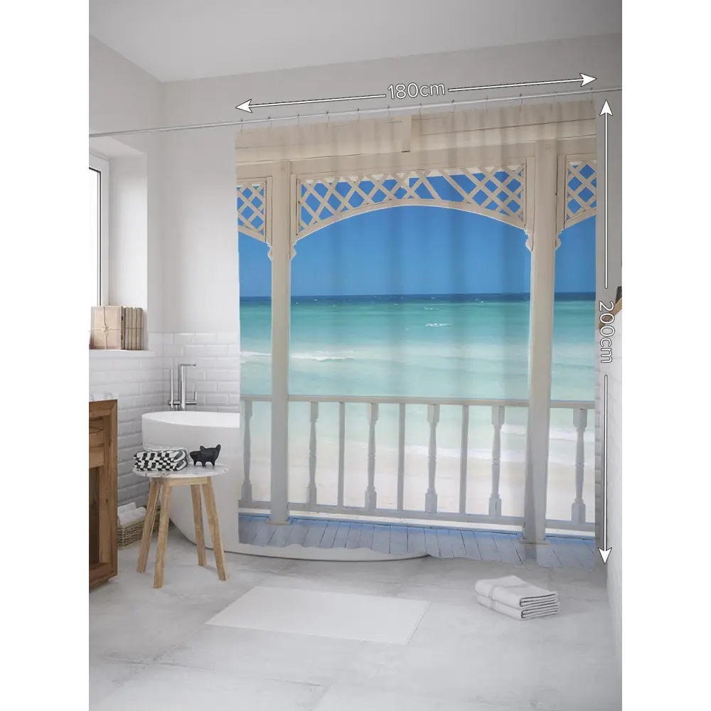 Фото Шторка для ванной комнаты JoyArty sc_34935 200x180см цвет синий