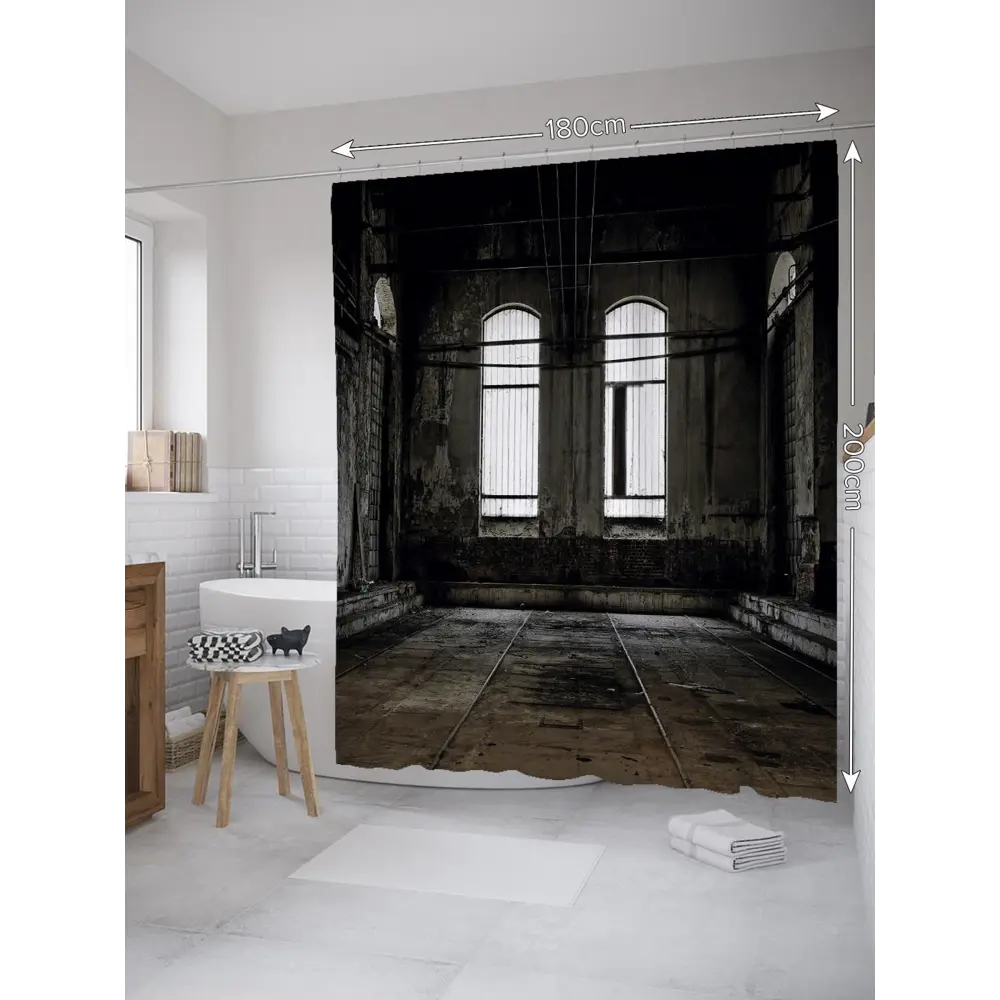 Фото Шторка для ванной комнаты JoyArty sc_36291 200x180см цвет серый серебристый