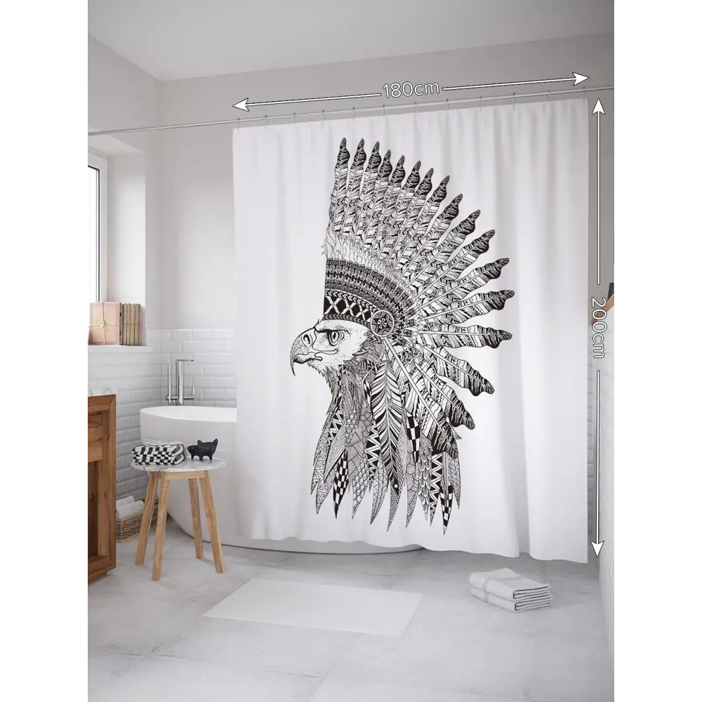 Фото Шторка для ванной комнаты JoyArty sc_22187 200x180см цвет серый серебристый