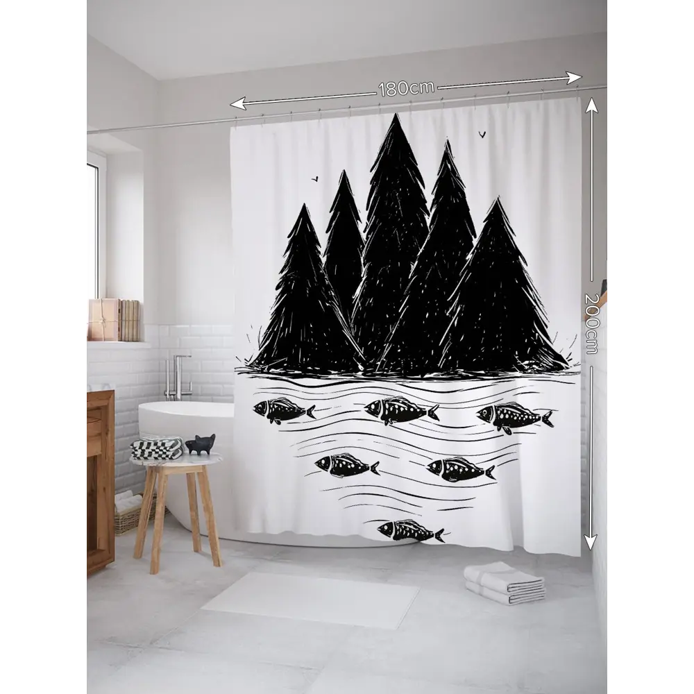 Фото Шторка для ванной комнаты JoyArty sc_37235 200x180см цвет серый серебристый