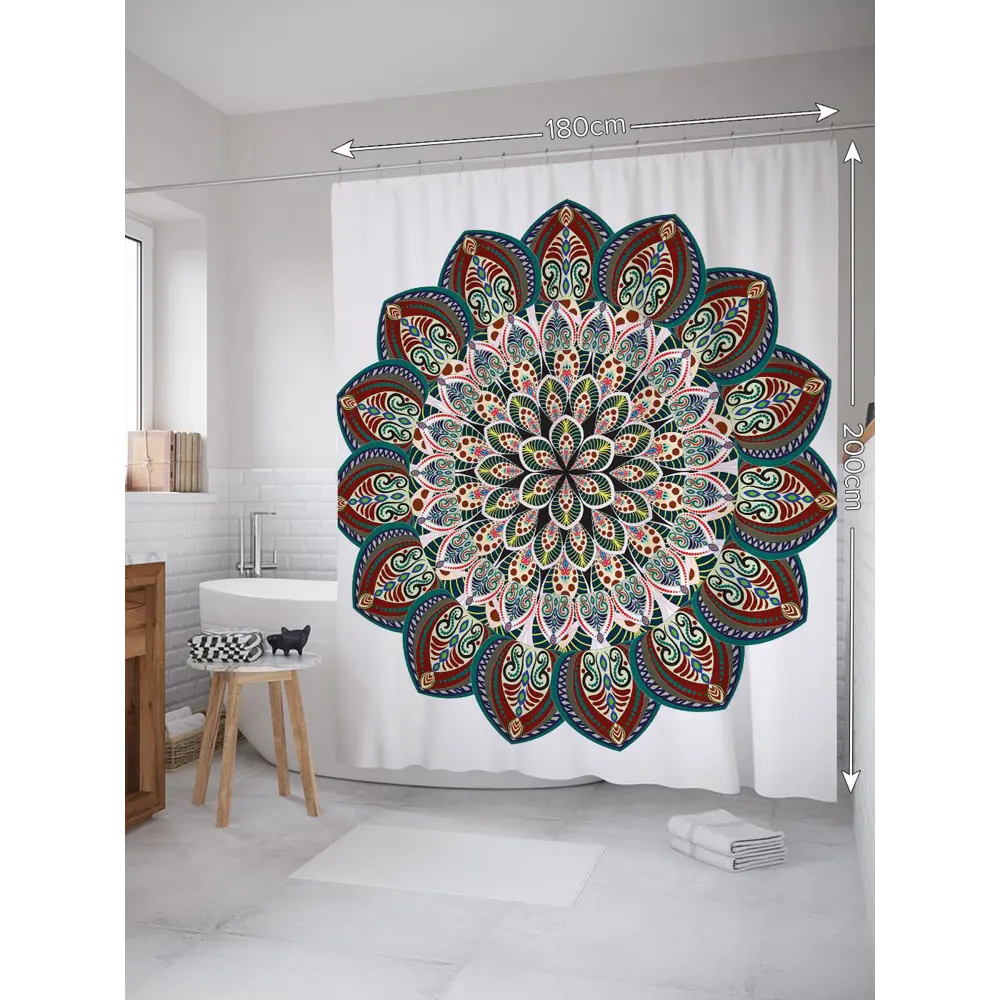 Фото Шторка для ванной комнаты JoyArty sc_21200 200x180см цвет серый серебристый