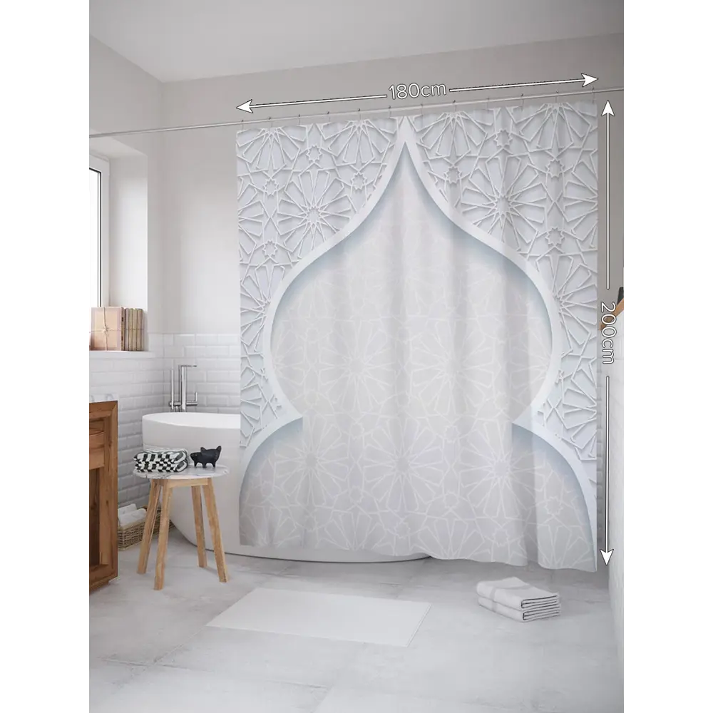 Фото Шторка для ванной комнаты JoyArty sc_19981 200x180см цвет серый серебристый