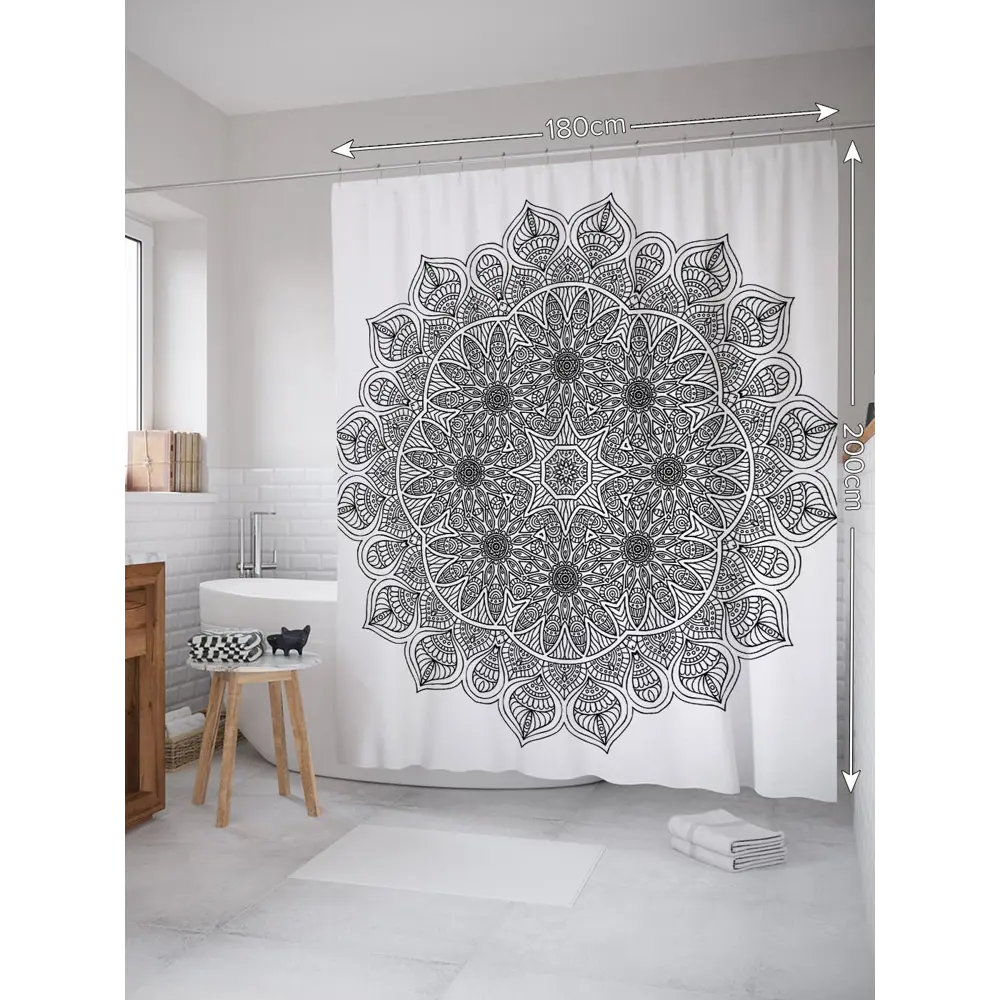 Фото Шторка для ванной комнаты JoyArty sc_21202 200x180см цвет серый серебристый