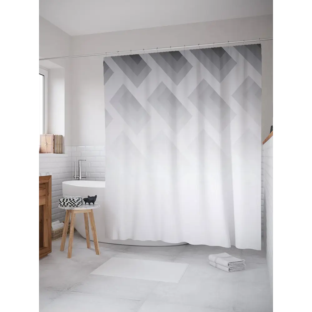 Фото Шторка для ванной комнаты JoyArty sc_20874 200x180см цвет серый серебристый