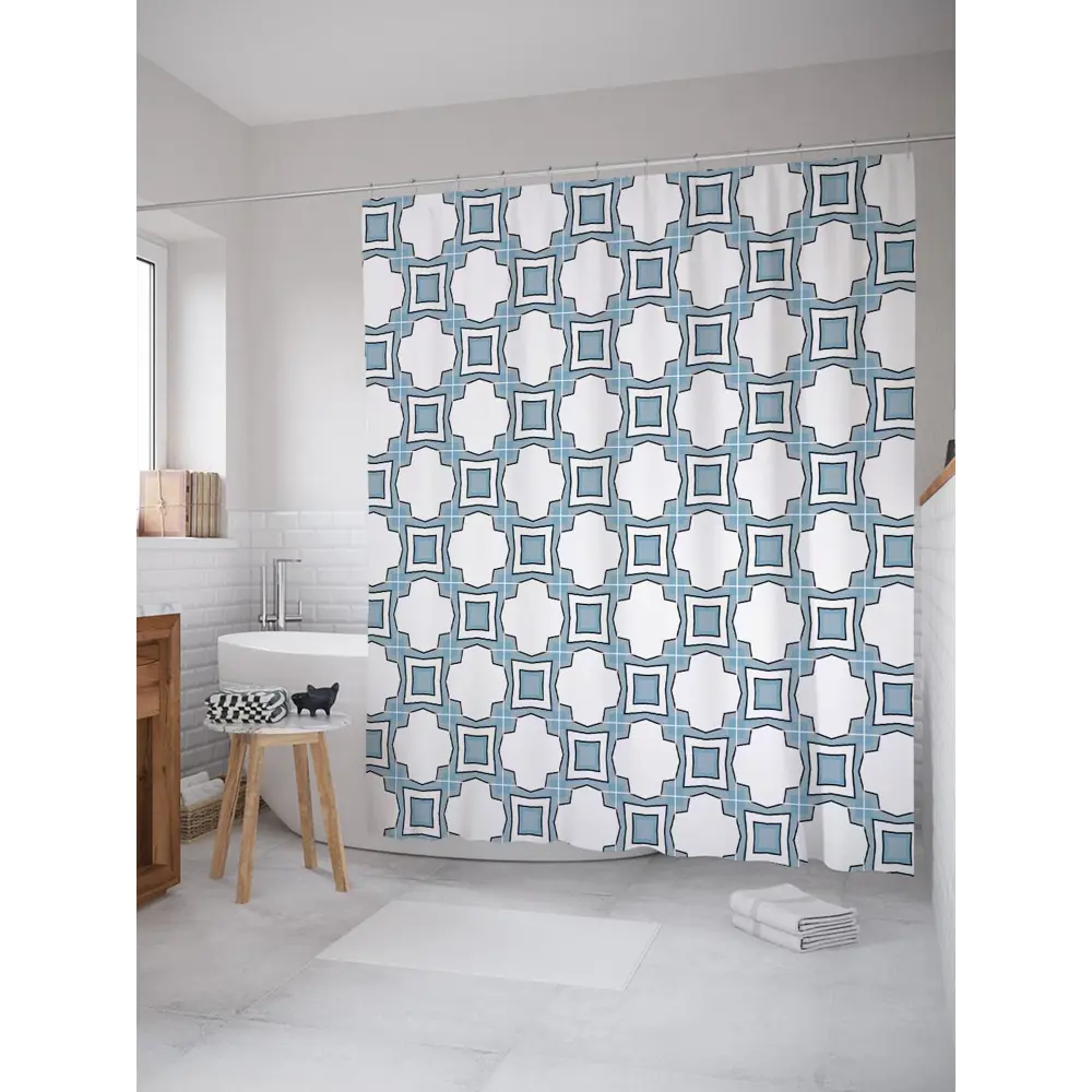 Фото Шторка для ванной комнаты JoyArty sc_19977 200x180см цвет серый серебристый