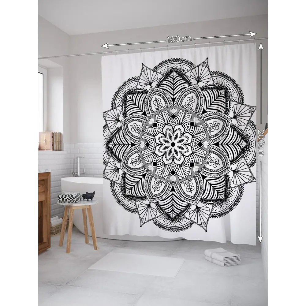 Фото Шторка для ванной комнаты JoyArty sc_21226 200x180см цвет серый серебристый