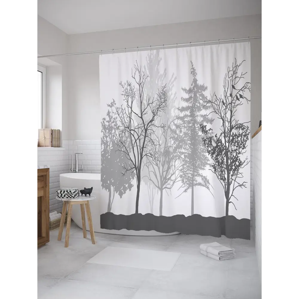 Фото Шторка для ванной комнаты JoyArty sc_27674 200x180см цвет серый серебристый