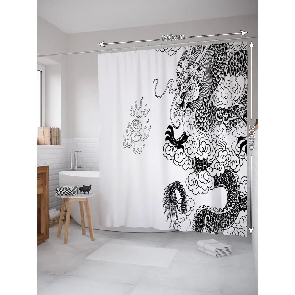 Фото Шторка для ванной комнаты JoyArty sc_37751 200x180см цвет серый серебристый