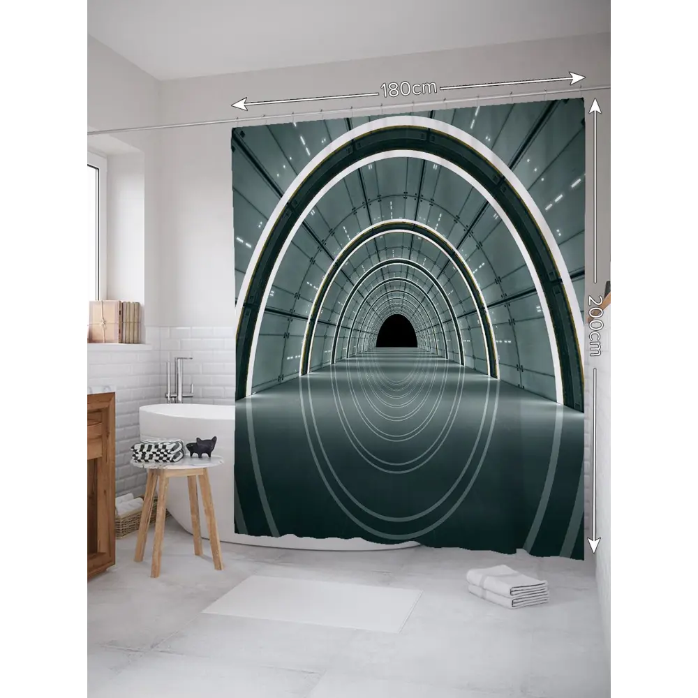 Фото Шторка для ванной комнаты JoyArty sc_30264 200x180см цвет серый серебристый