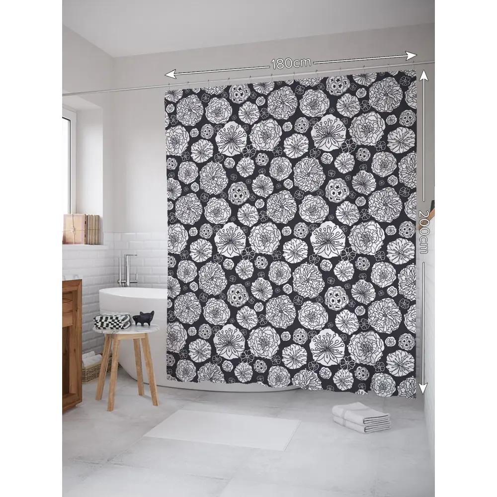 Фото Шторка для ванной комнаты JoyArty sc_30682 200x180см цвет серый серебристый