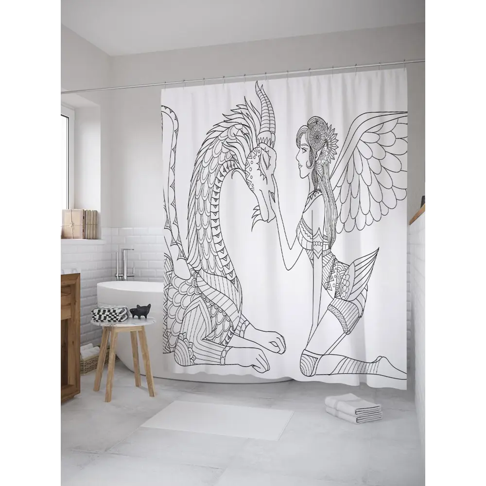 Фото Шторка для ванной комнаты JoyArty sc_32293 200x180см цвет серый серебристый