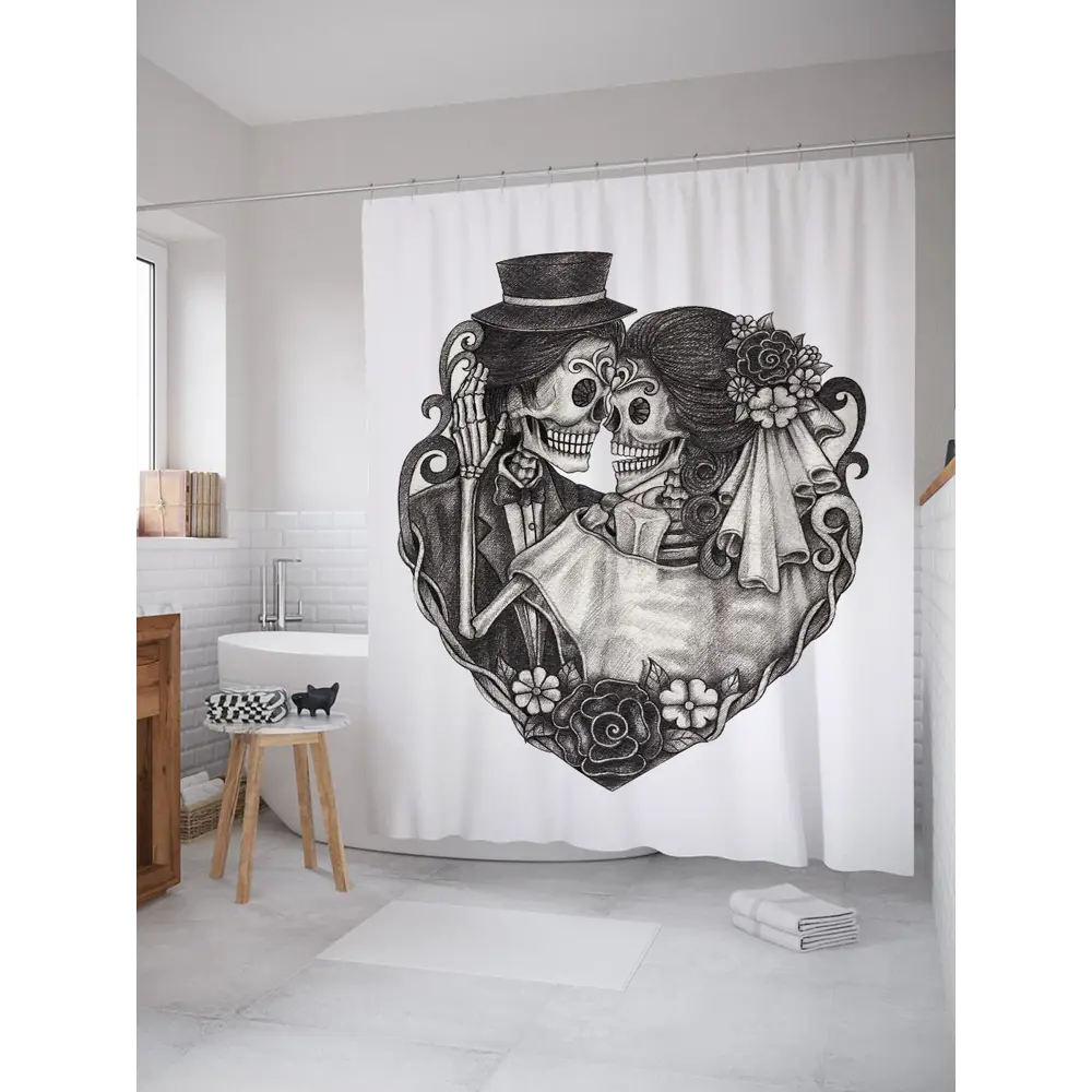 Фото Шторка для ванной комнаты JoyArty sc_22162 200x180см цвет серый серебристый