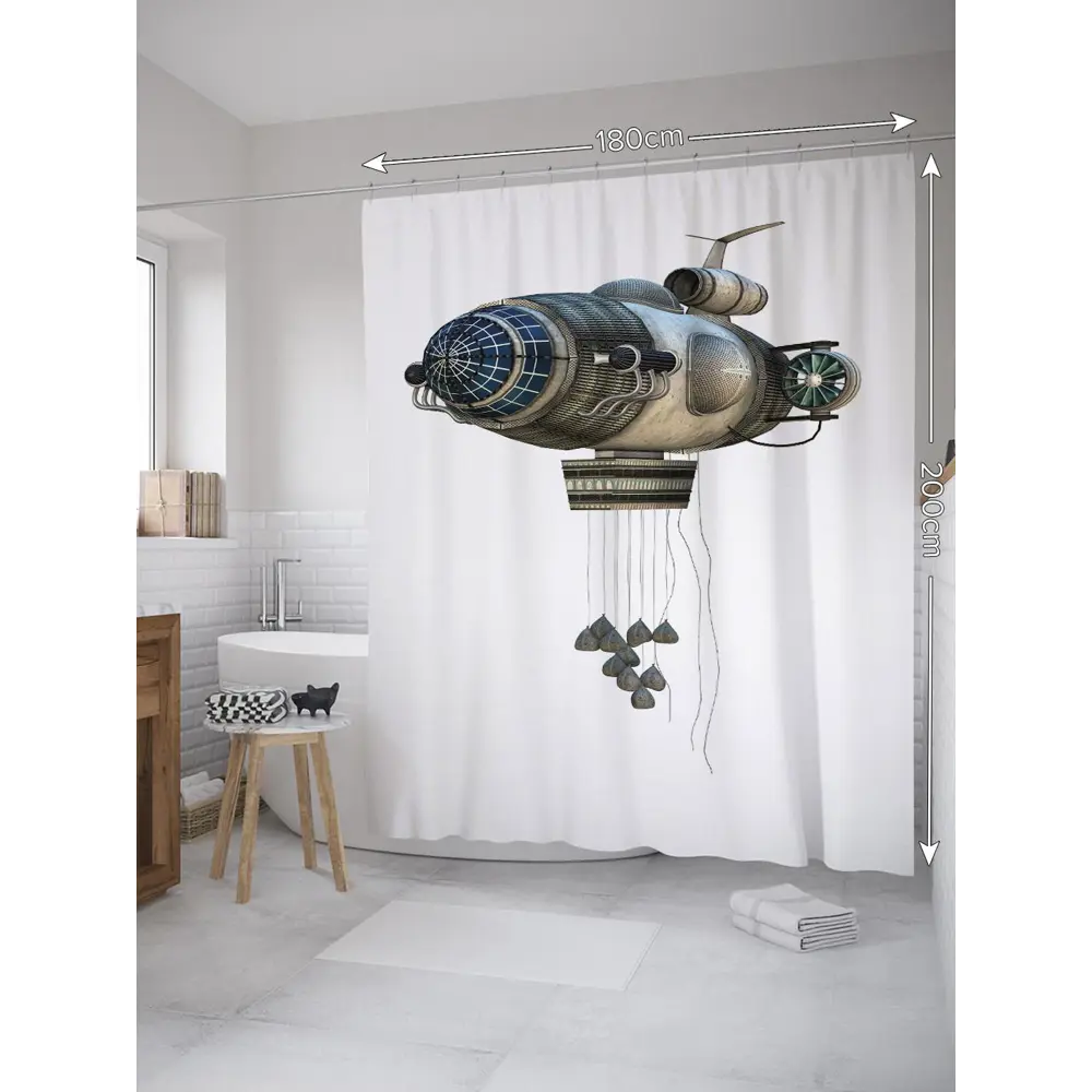 Фото Шторка для ванной комнаты JoyArty sc_28062 200x180см цвет серый серебристый