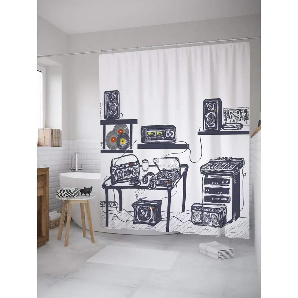 Фото Шторка для ванной комнаты JoyArty sc_35957 200x180см цвет серый серебристый