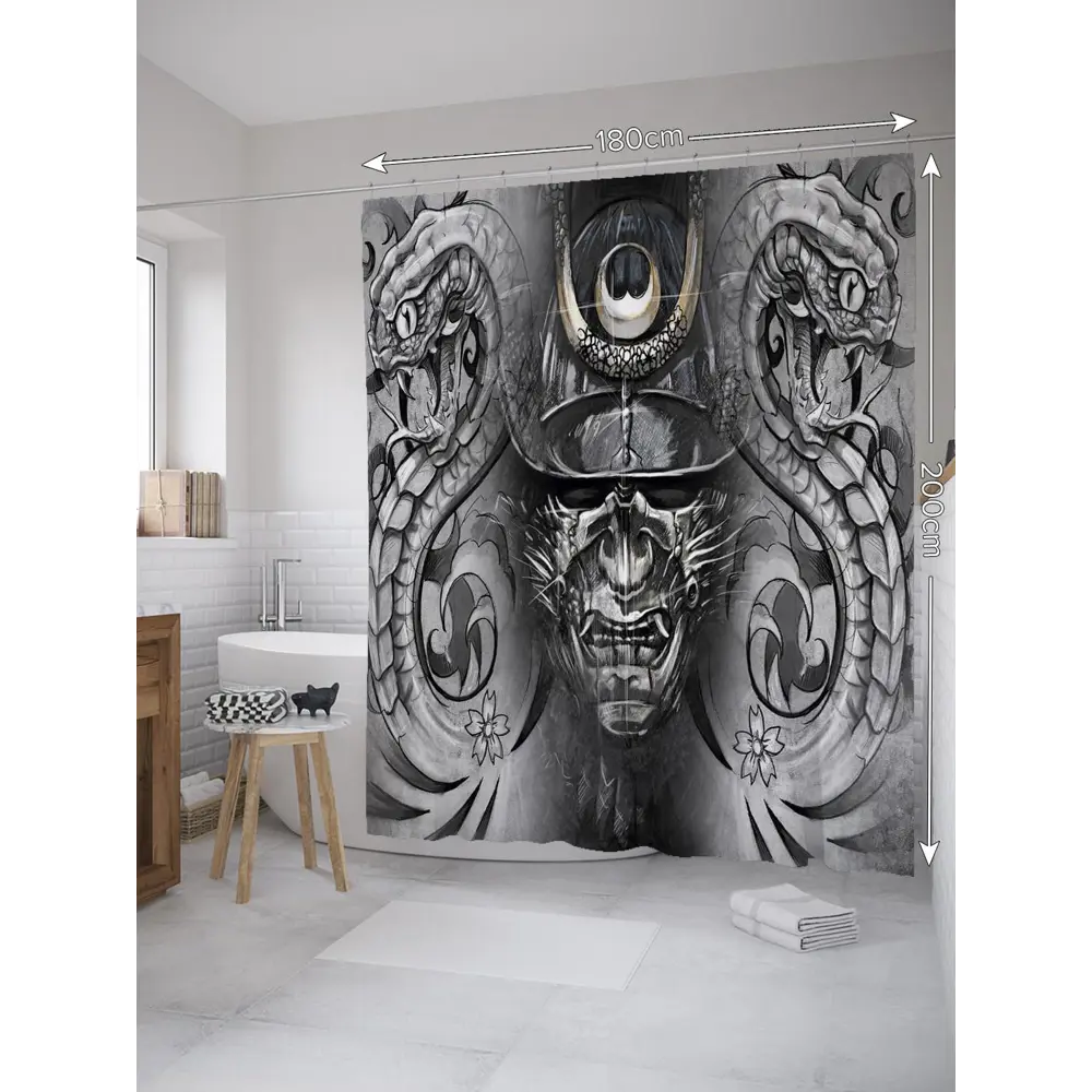 Фото Шторка для ванной комнаты JoyArty sc_32576 200x180см цвет серый серебристый