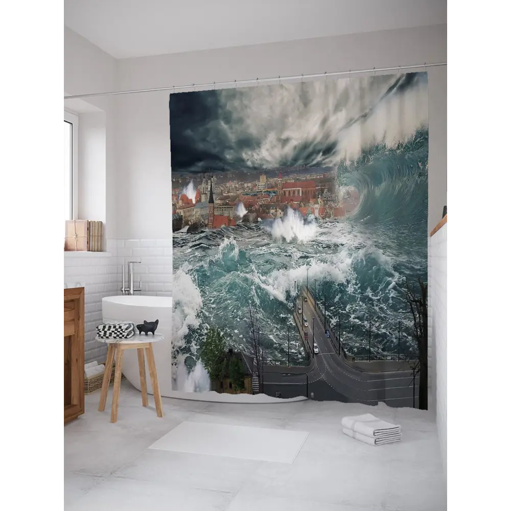 Фото Шторка для ванной комнаты JoyArty sc_37322 200x180см цвет серый серебристый