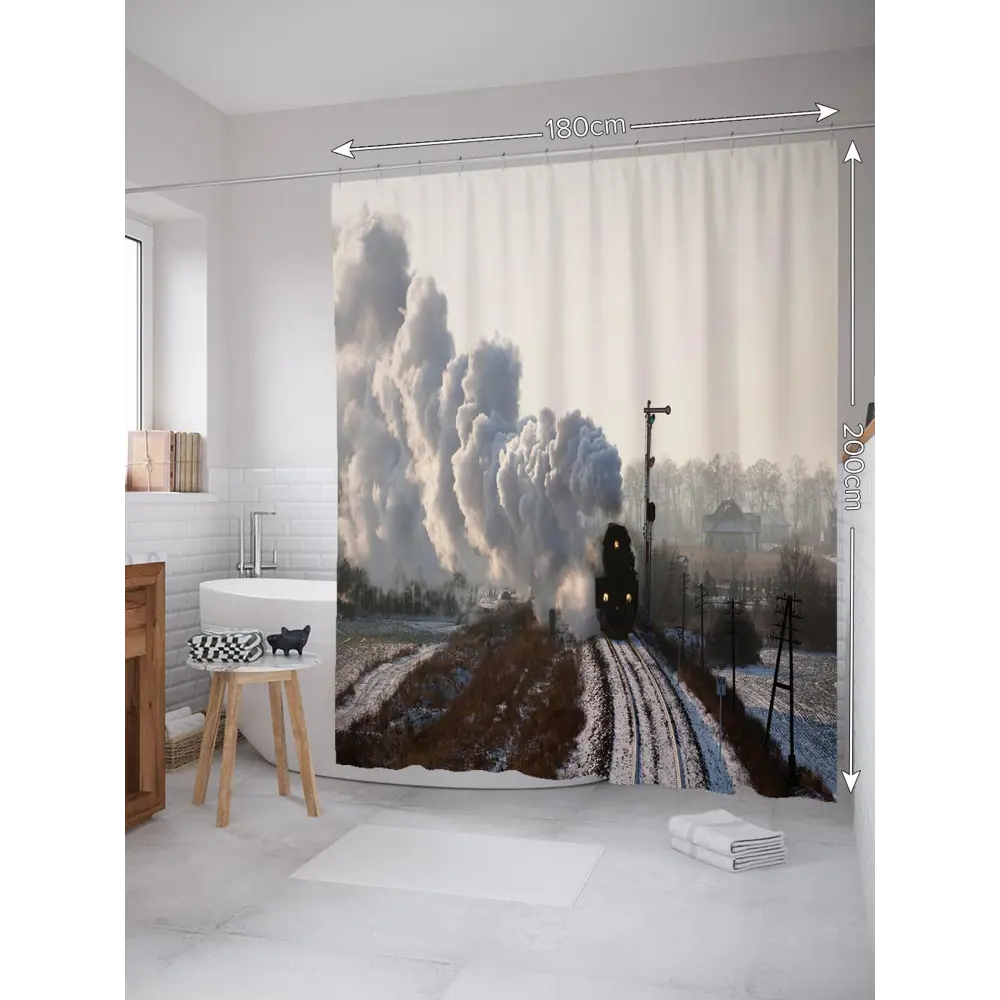 Фото Шторка для ванной комнаты JoyArty sc_22385 200x180см цвет серый серебристый