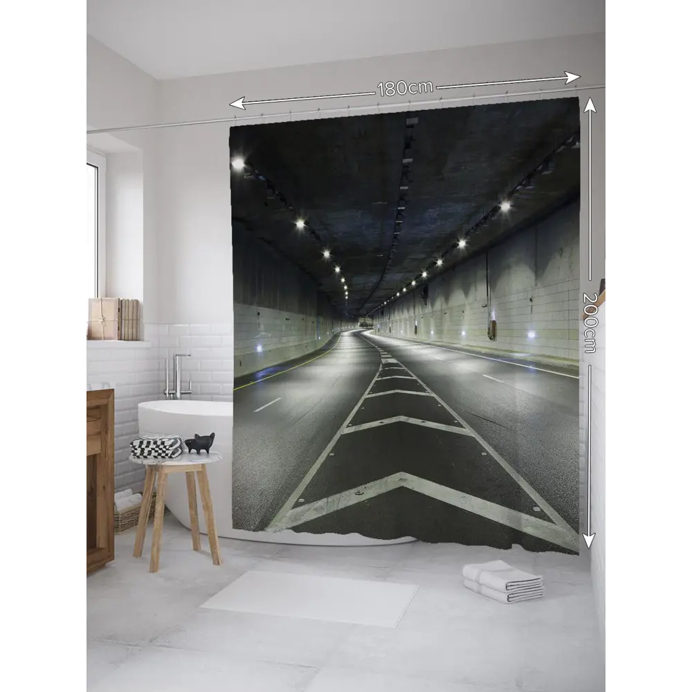 Фото Шторка для ванной комнаты JoyArty sc_27721 200x180см цвет серый серебристый