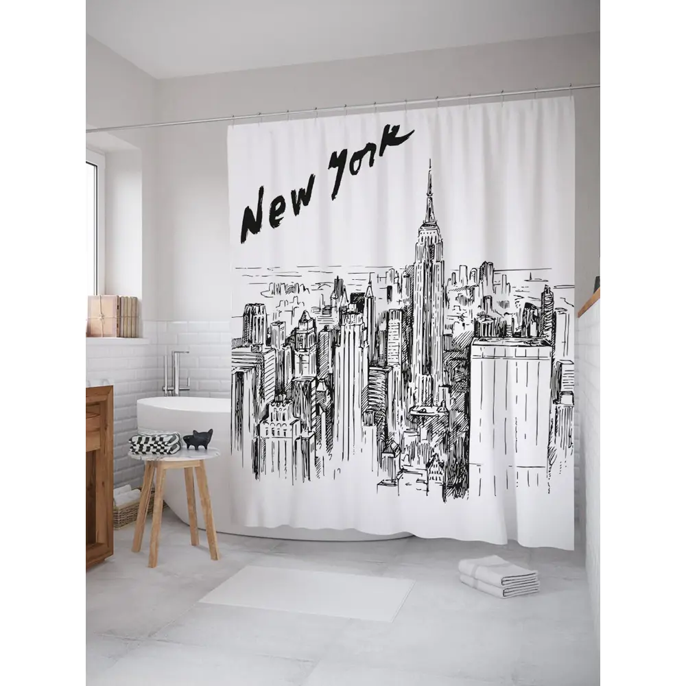 Фото Шторка для ванной комнаты JoyArty sc_37302 200x180см цвет серый серебристый