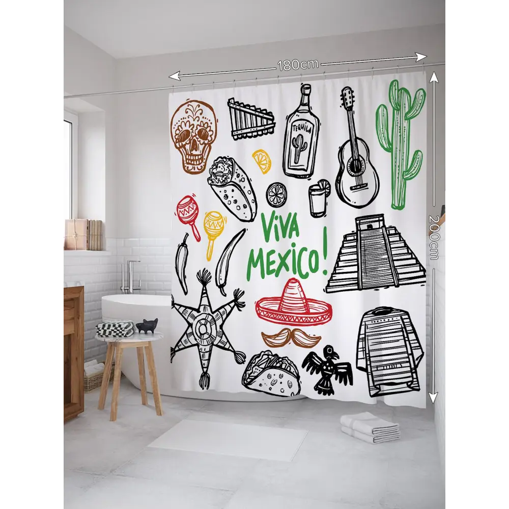 Фото Шторка для ванной комнаты JoyArty sc_20620 200x180см цвет серый серебристый