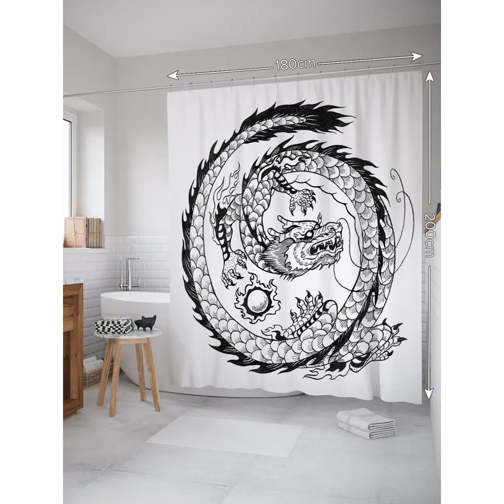 Фото Шторка для ванной комнаты JoyArty sc_36660 200x180см цвет серый серебристый