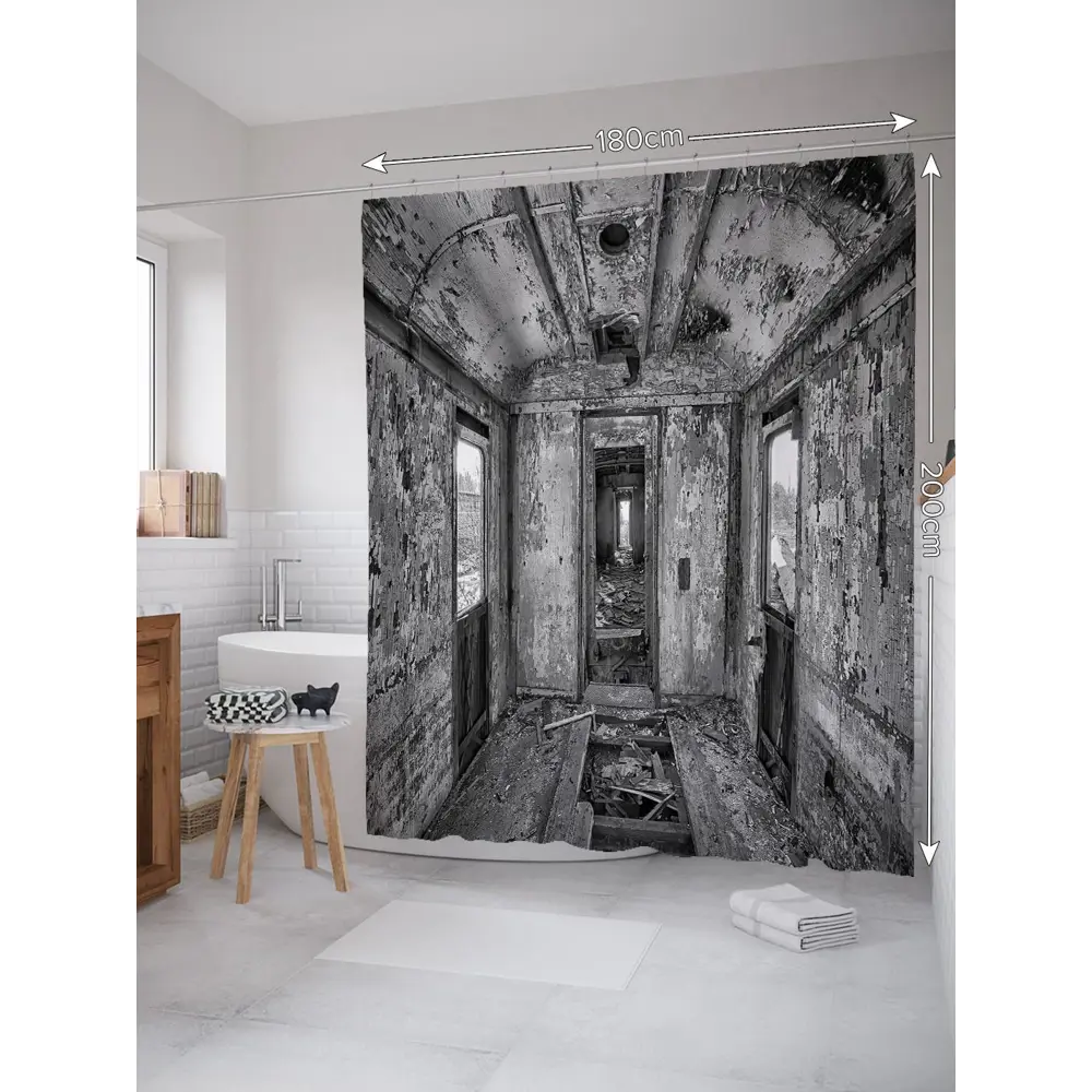 Фото Шторка для ванной комнаты JoyArty sc_19832 200x180см цвет серый серебристый