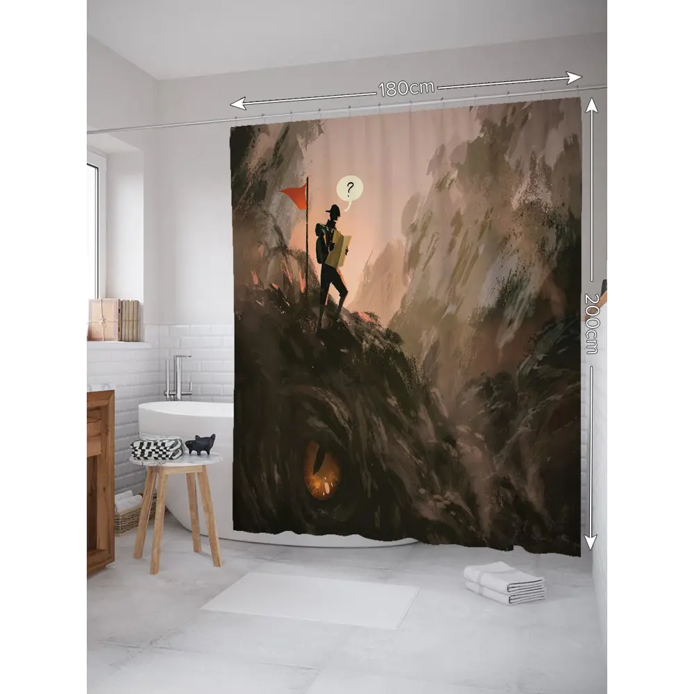 Фото Шторка для ванной комнаты JoyArty sc_23003 200x180см цвет серый серебристый