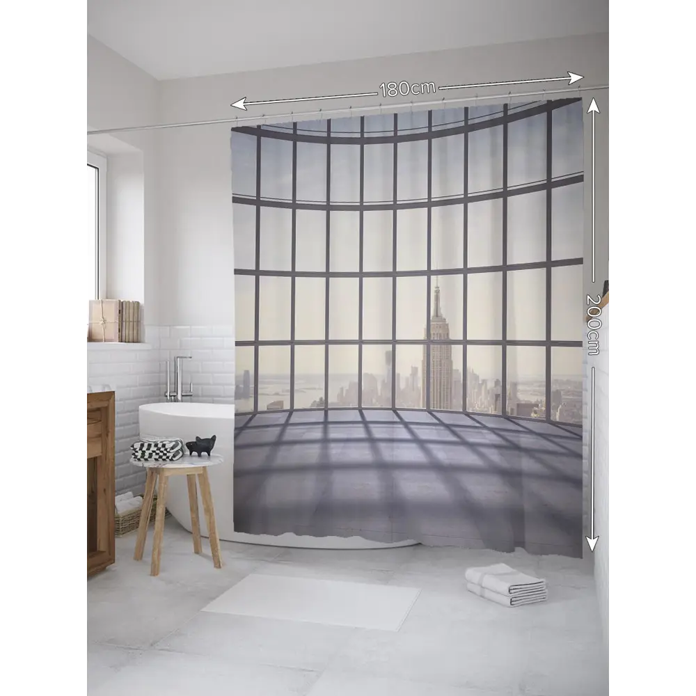 Фото Шторка для ванной комнаты JoyArty sc_34835 200x180см цвет серый серебристый