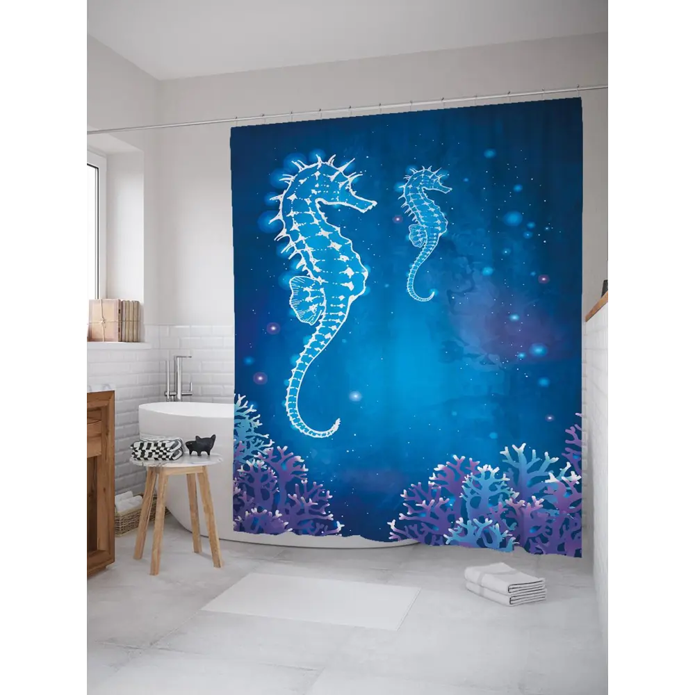 Фото Шторка для ванной комнаты JoyArty sc_21717 200x180см цвет синий