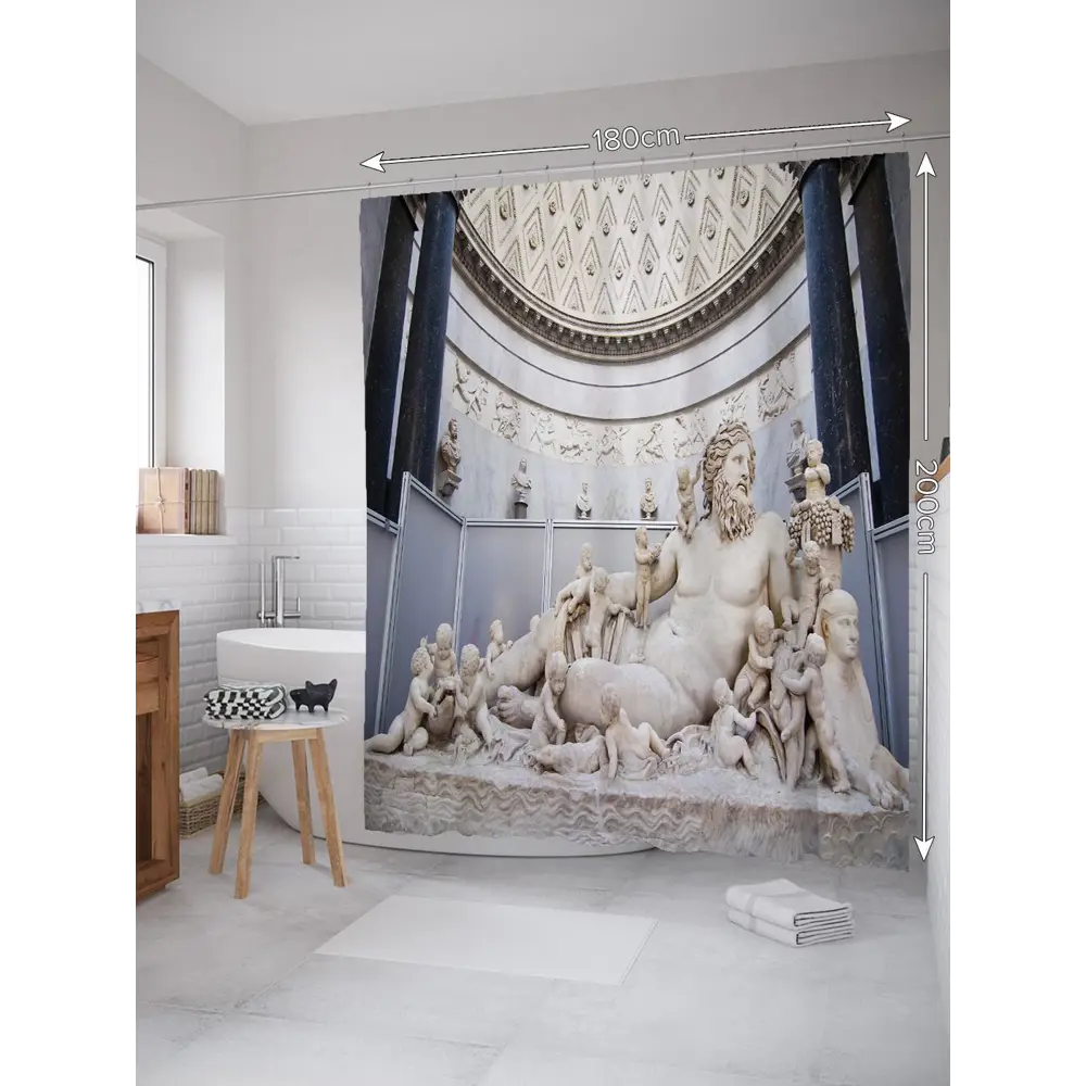 Фото Шторка для ванной комнаты JoyArty sc_9955 200x180см цвет серый серебристый