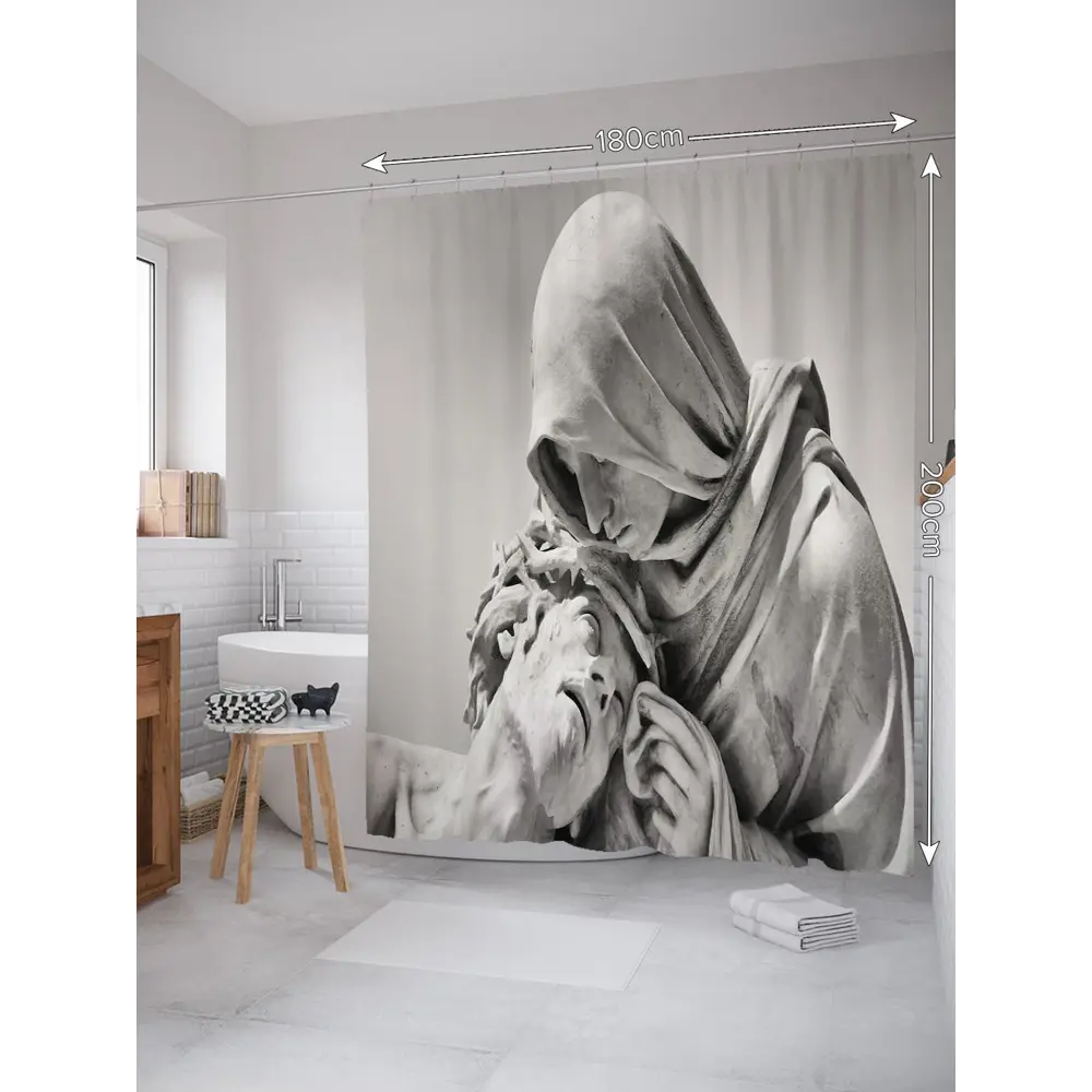 Фото Шторка для ванной комнаты JoyArty sc_9963 200x180см цвет серый серебристый