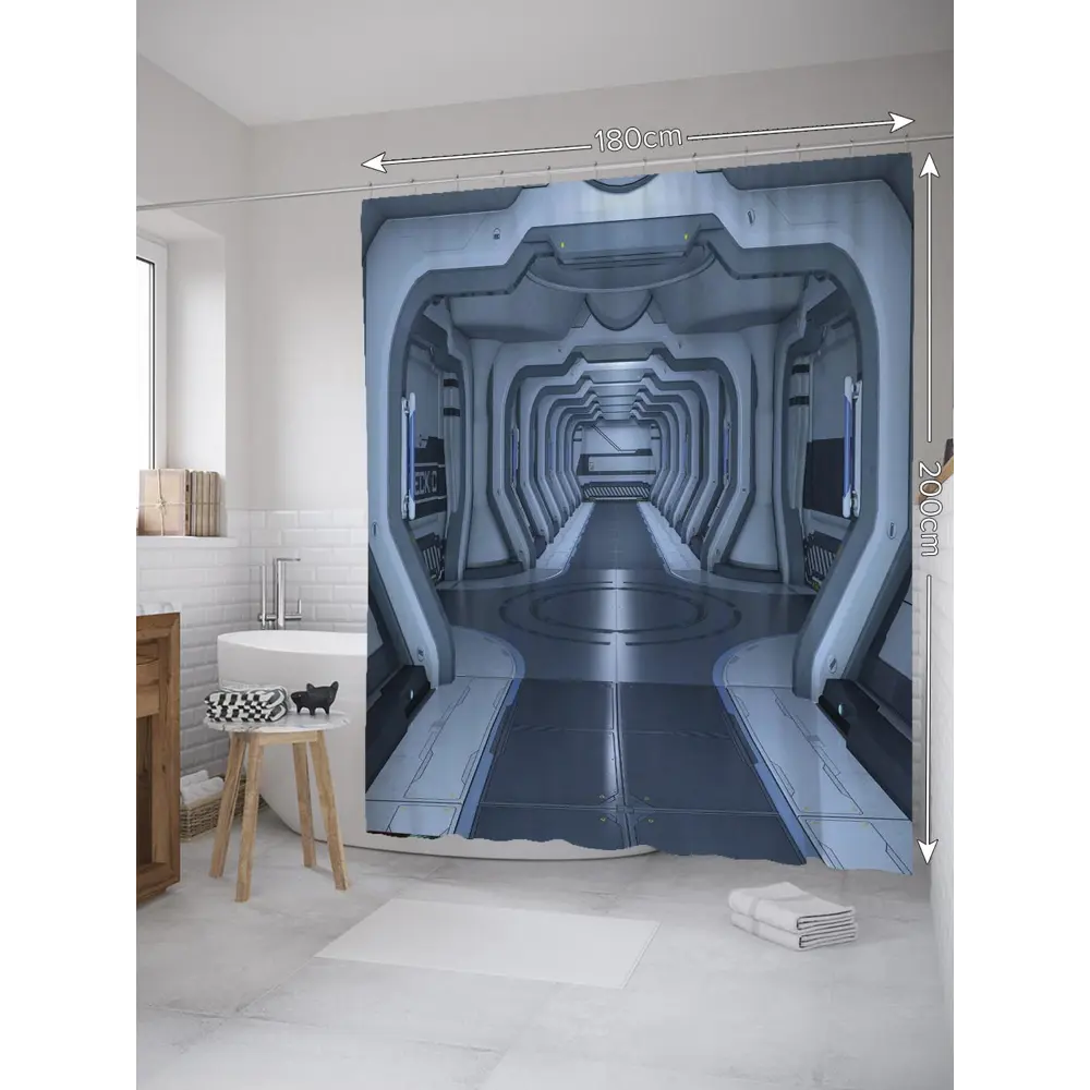 Фото Шторка для ванной комнаты JoyArty sc_9878 200x180см цвет серый серебристый Фото Шторка для ванной комнаты JoyArty sc_9878 200x180см цвет серый серебристый